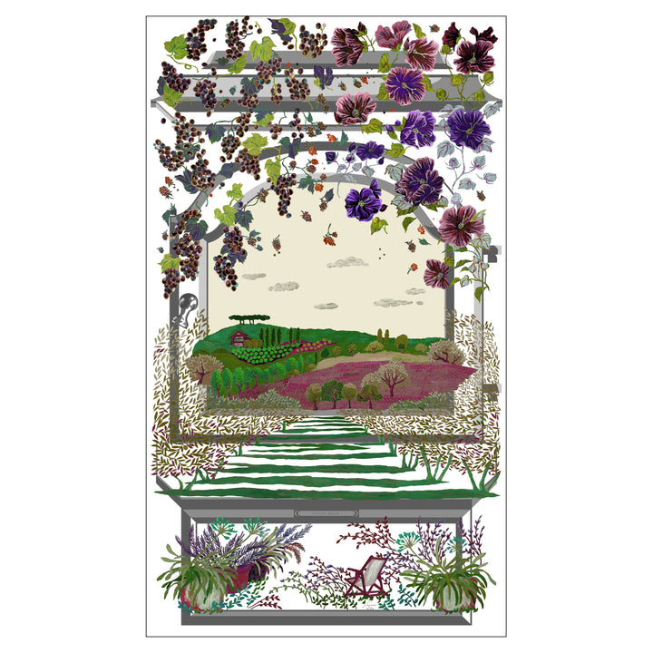 シルク麻　大判ストール　イタリア　トスカーナ風景画　TUSCANY
