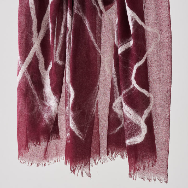 シルクウール　シルクの真綿の装飾　needle punch stole