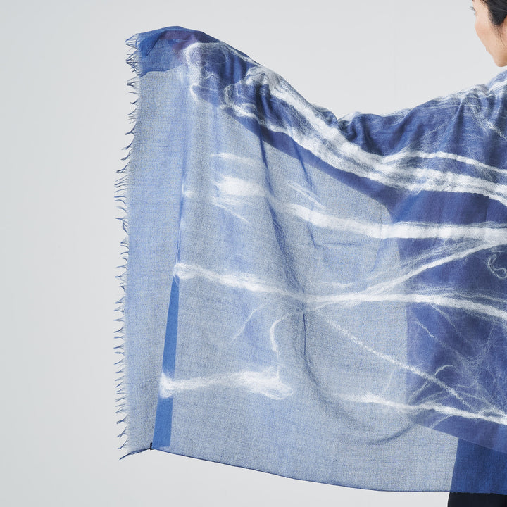 シルクウール　シルクの真綿の装飾　needle punch stole