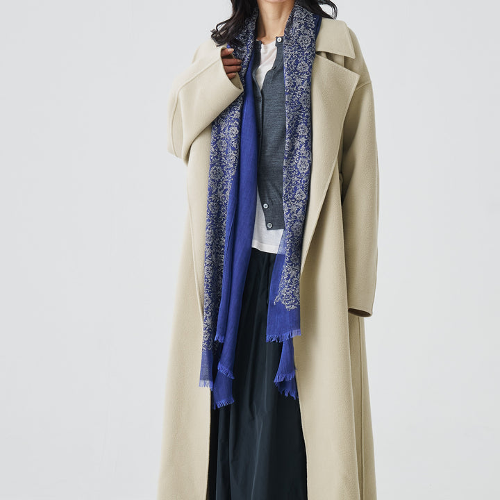 シルクカシミヤ　刺繍ストール　Embroidery stole