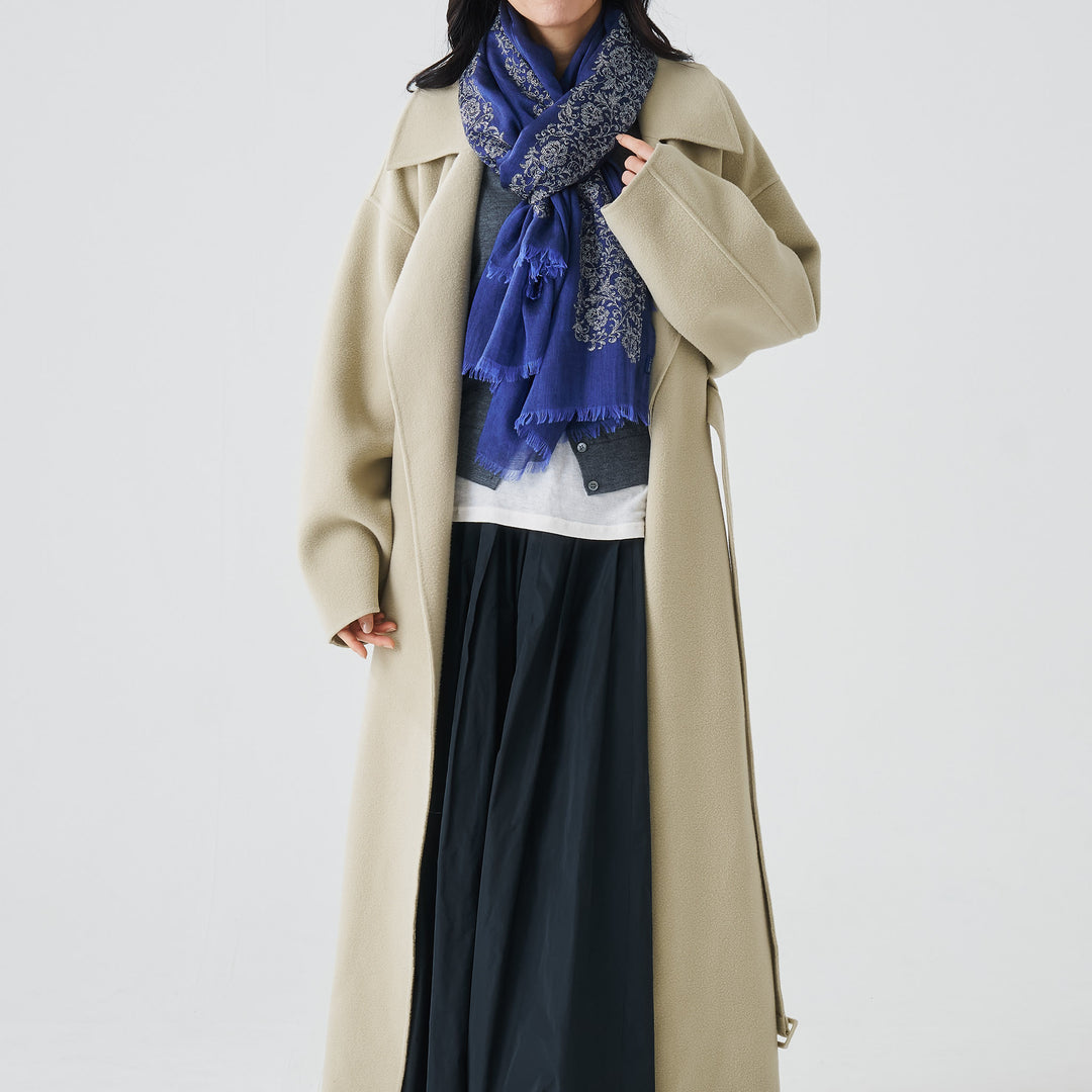 シルクカシミヤ　刺繍ストール　Embroidery stole