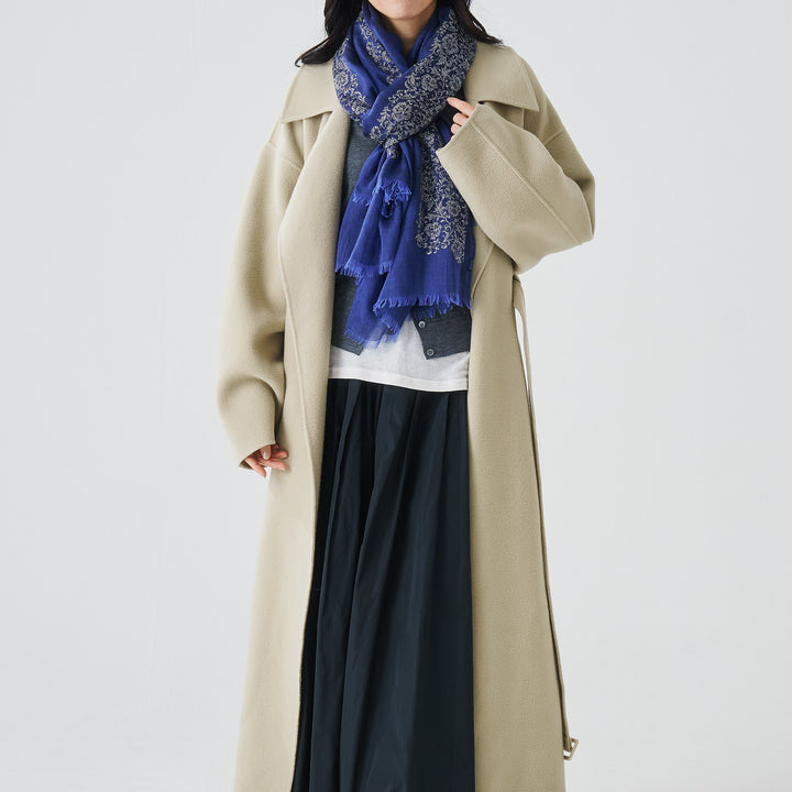 シルクカシミヤ　刺繍ストール　Embroidery stole