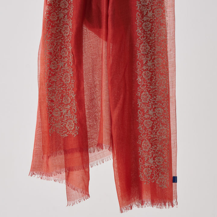 シルクカシミヤ　刺繍ストール　Embroidery stole