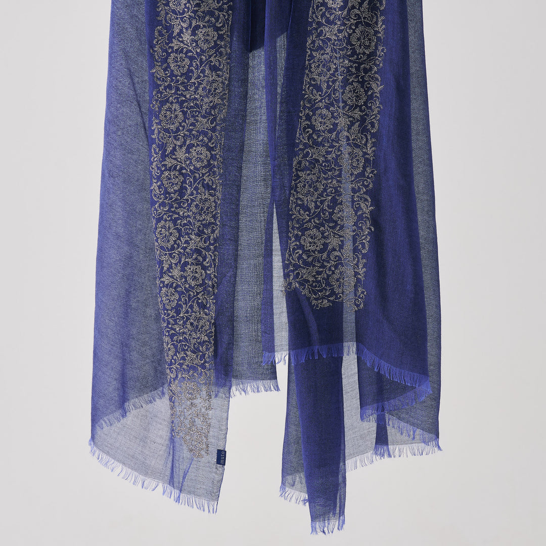シルクカシミヤ　刺繍ストール　Embroidery stole