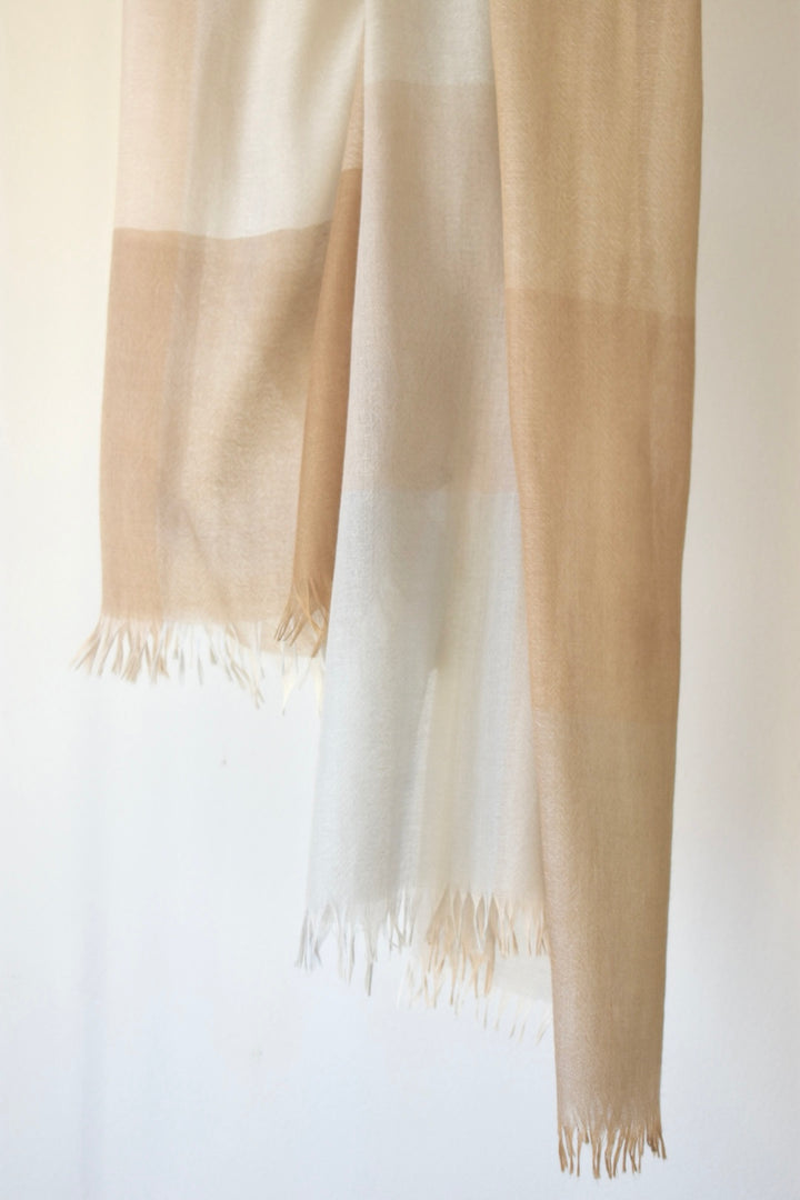 シルクカシミヤ　ブロックチェックストール　パープル