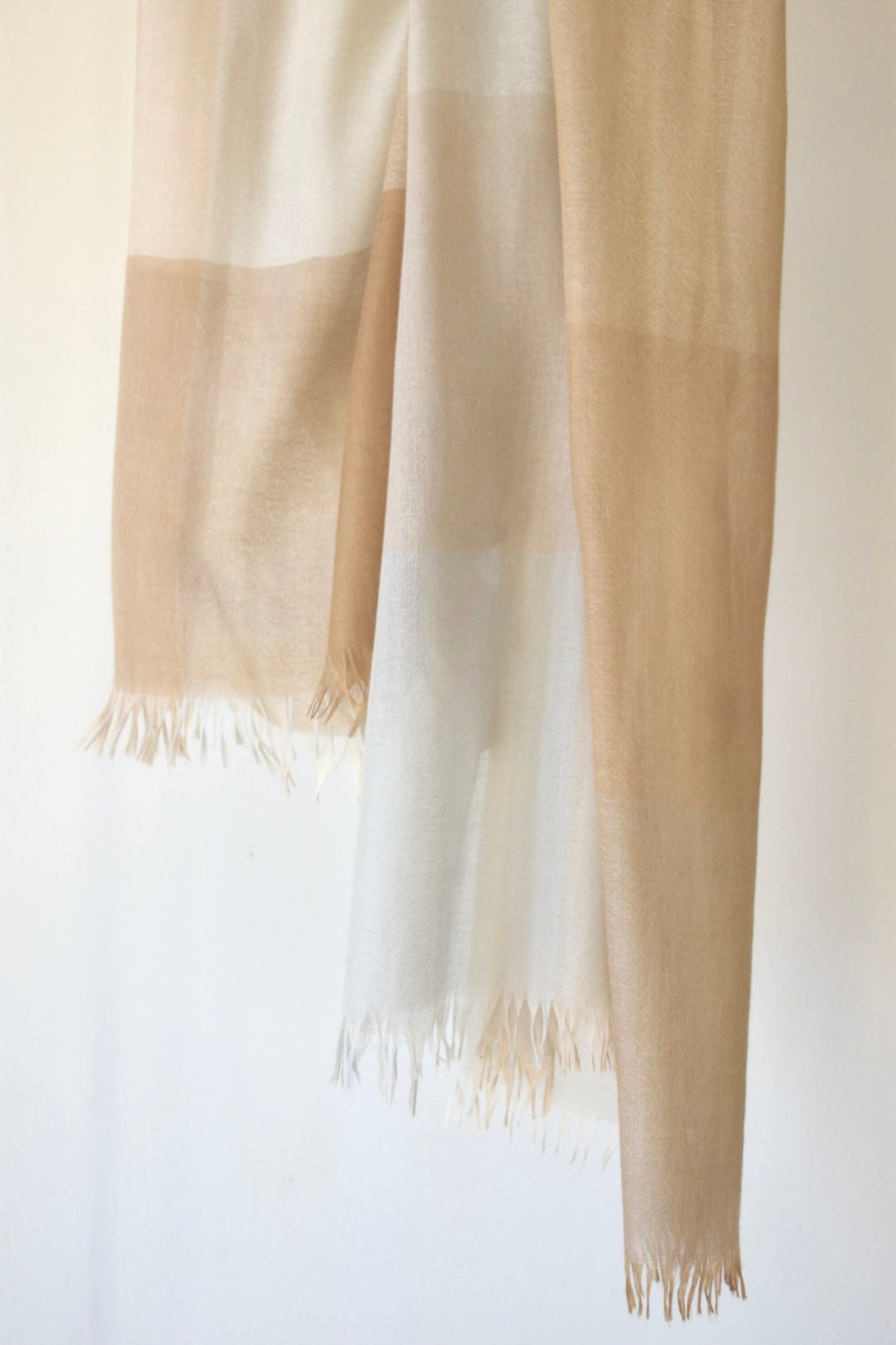 シルクカシミヤ　ブロックチェックストール　ブルー