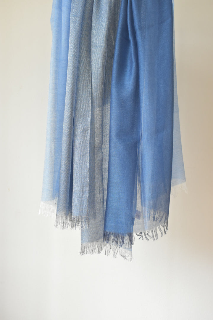 シルクカシミヤ　ラメストール　25春夏新作　Stardust stole blue