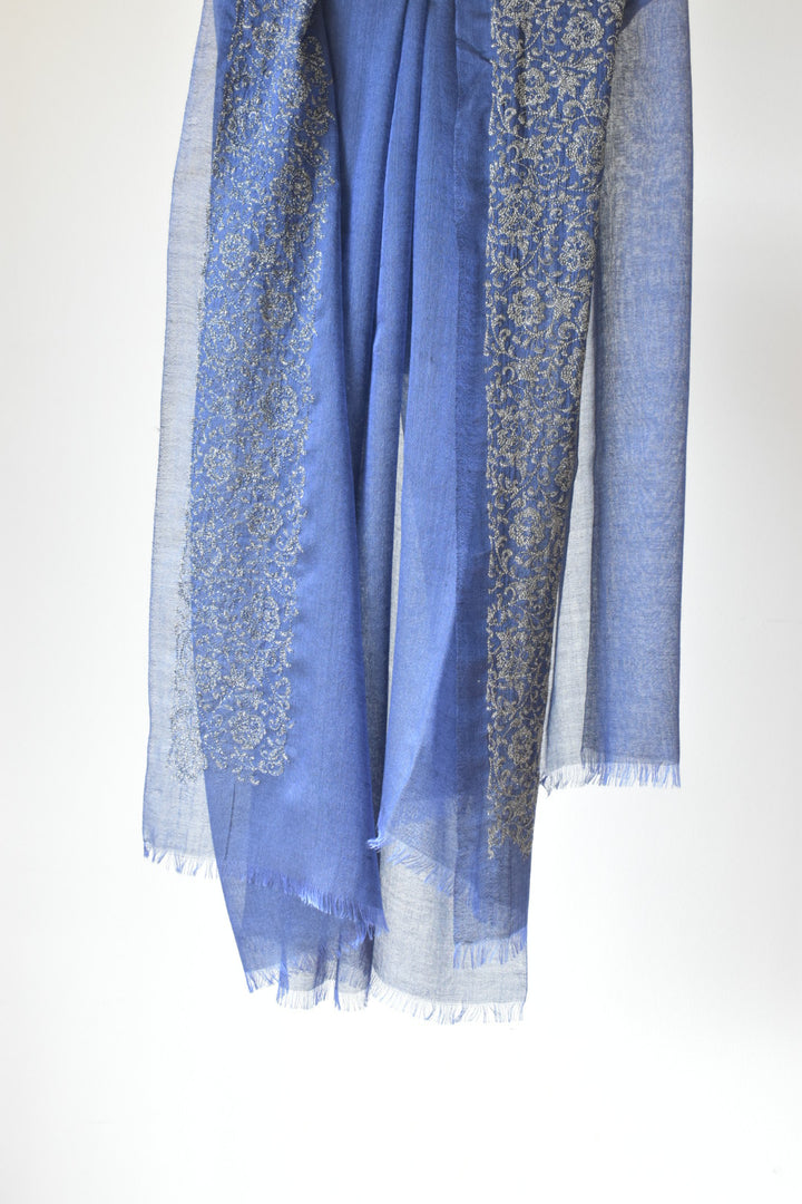 シルクカシミヤ　ラメストール　25春夏新作　Stardust stole white