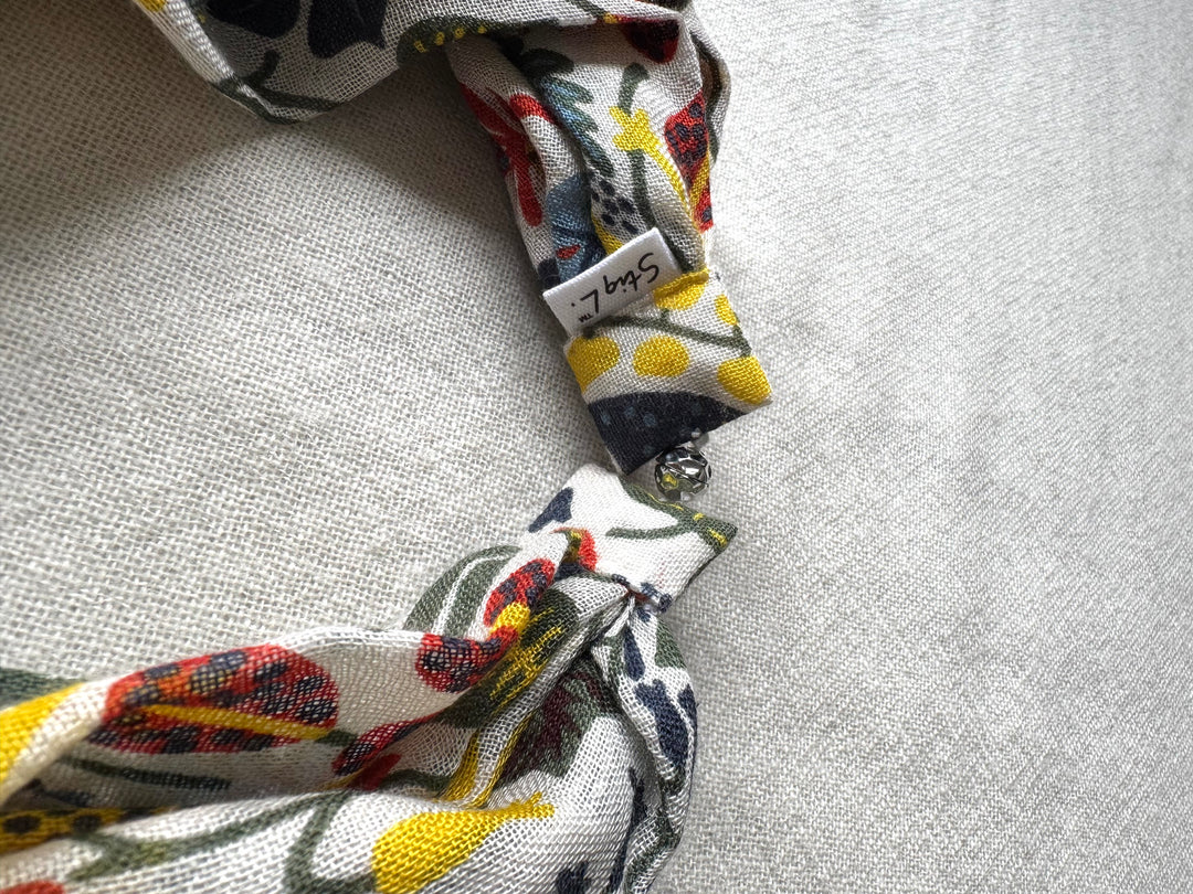 シルクカシミヤ　スティグリンドベリ第三弾コラボ　楽らくスカーフLink  ハーバリウム　 ネイビー