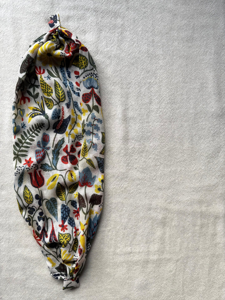 シルクカシミヤ　スティグリンドベリ第三弾コラボ　楽らくスカーフLink  ハーバリウム　 ネイビー