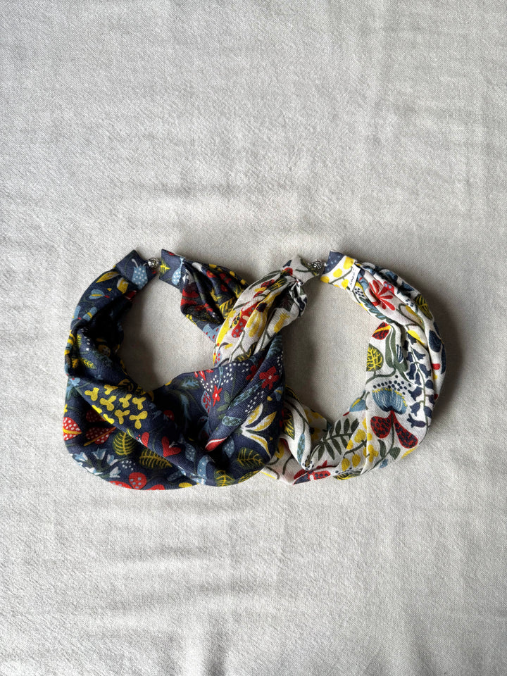 シルクカシミヤ　スティグリンドベリ第三弾コラボ　楽らくスカーフLink  ハーバリウム　 ネイビー