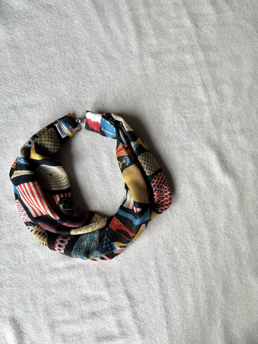 シルクカシミヤ　スティグリンドベリ第三弾コラボ　楽らくスカーフLink  ポテリー グレー