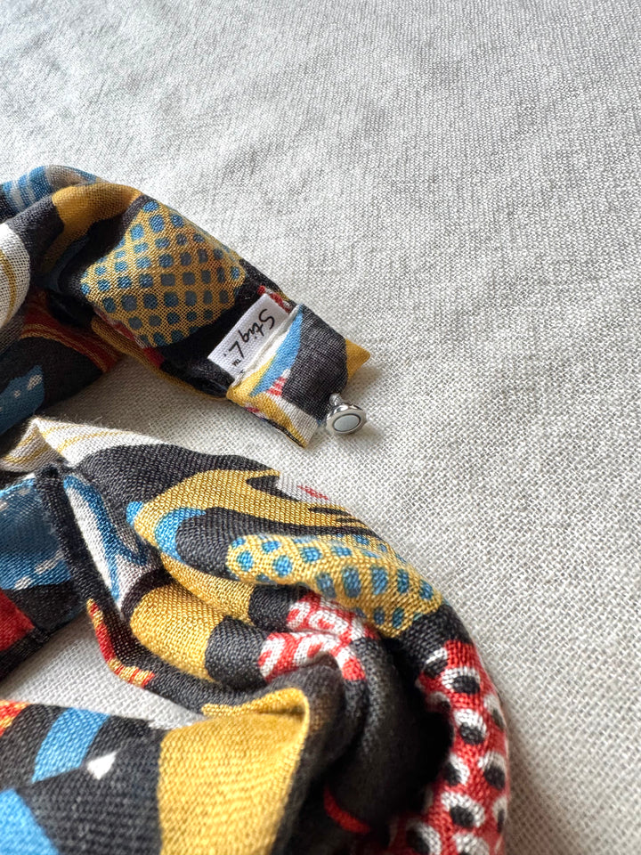 シルクカシミヤ　スティグリンドベリ第三弾コラボ　楽らくスカーフLink  ポテリー グレー