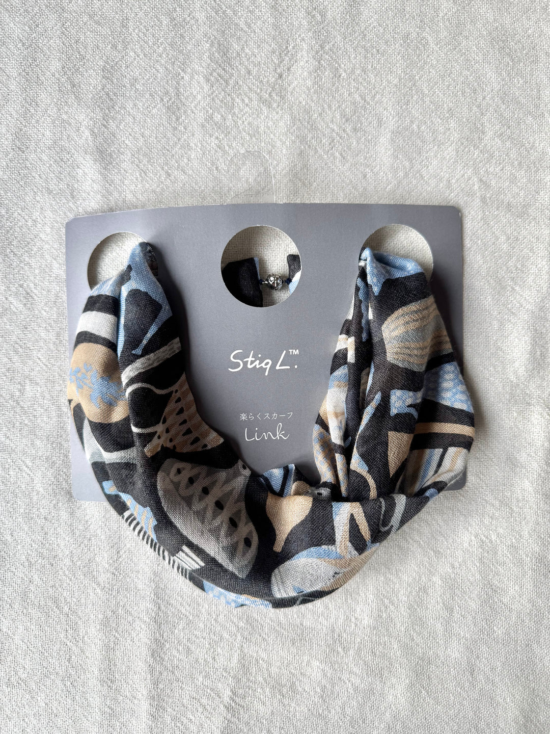 シルクカシミヤ　スティグリンドベリ第三弾コラボ　楽らくスカーフLink  ポテリー グレー