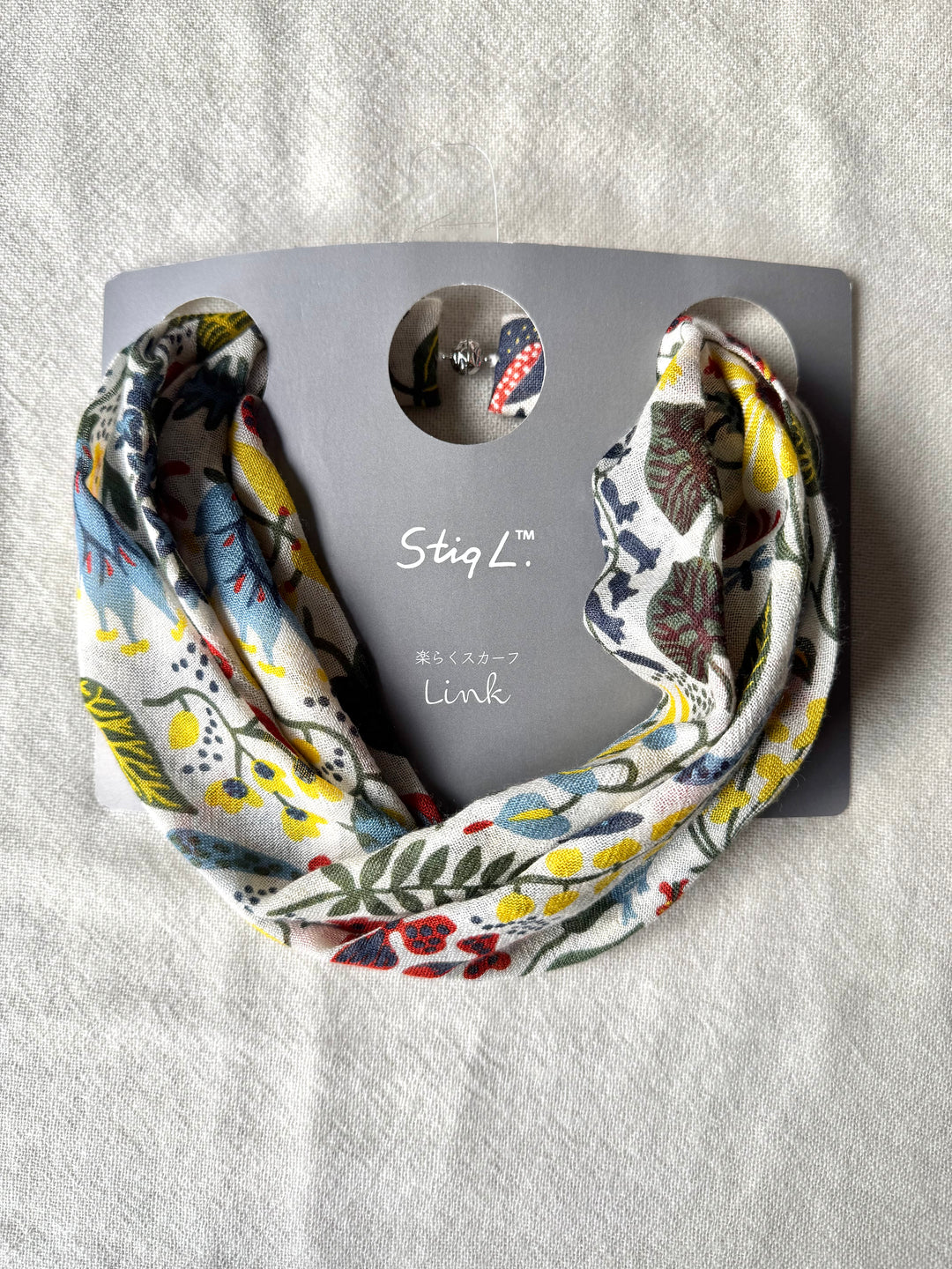 シルクカシミヤ　スティグリンドベリ第三弾コラボ　楽らくスカーフLink  ハーバリウム　 ネイビー