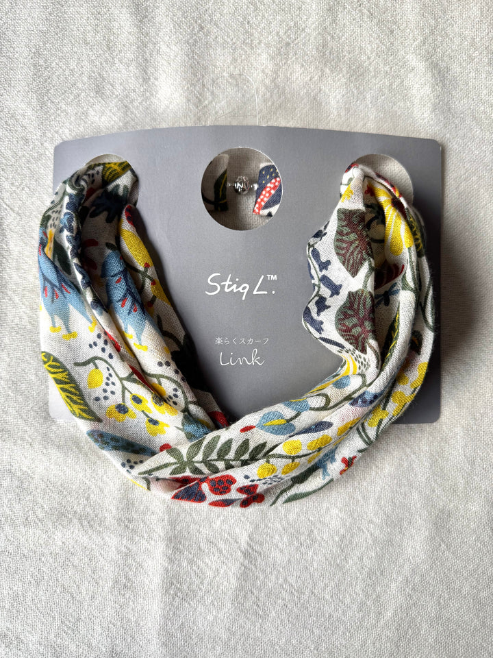 シルクカシミヤ　スティグリンドベリ第三弾コラボ　楽らくスカーフLink  ハーバリウム　 ネイビー