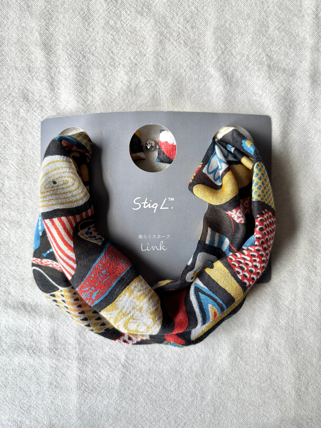 シルクカシミヤ　スティグリンドベリ第三弾コラボ　楽らくスカーフLink  ポテリー グレー