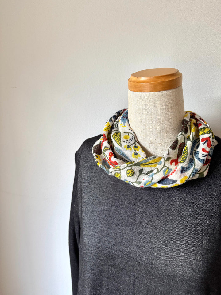 シルクカシミヤ　スティグリンドベリ第三弾コラボ　楽らくスカーフLink  ハーバリウム　ホワイト