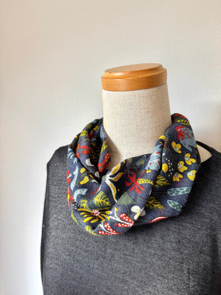 シルクカシミヤ　スティグリンドベリ第三弾コラボ　楽らくスカーフLink  ハーバリウム　 ネイビー