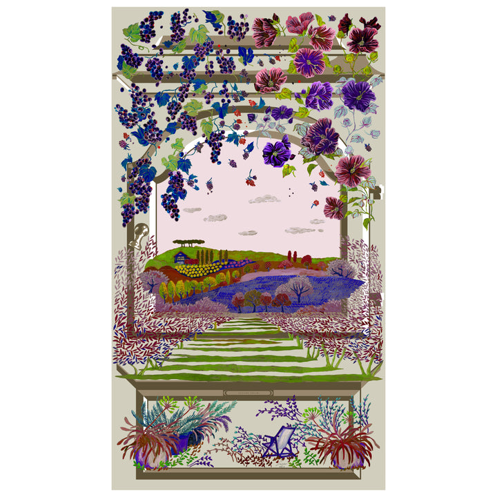 シルク麻　大判ストール　イタリア　トスカーナ風景画　TUSCANY
