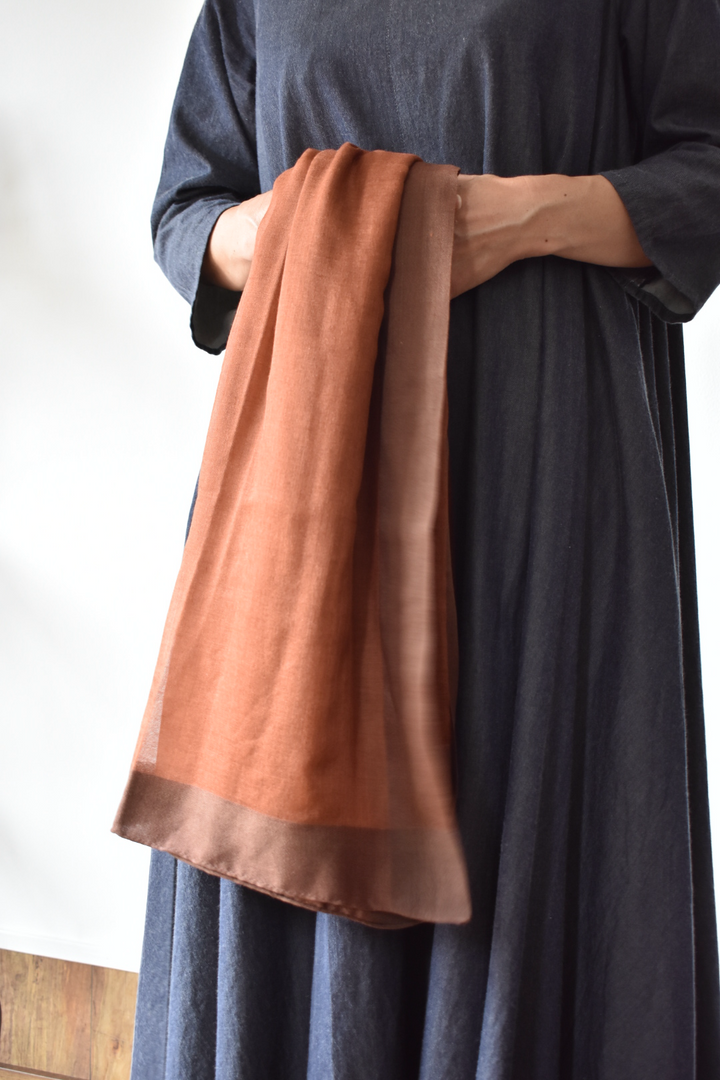 シルクカシミヤ　額縁ストール　ワインレッド　Frame winered