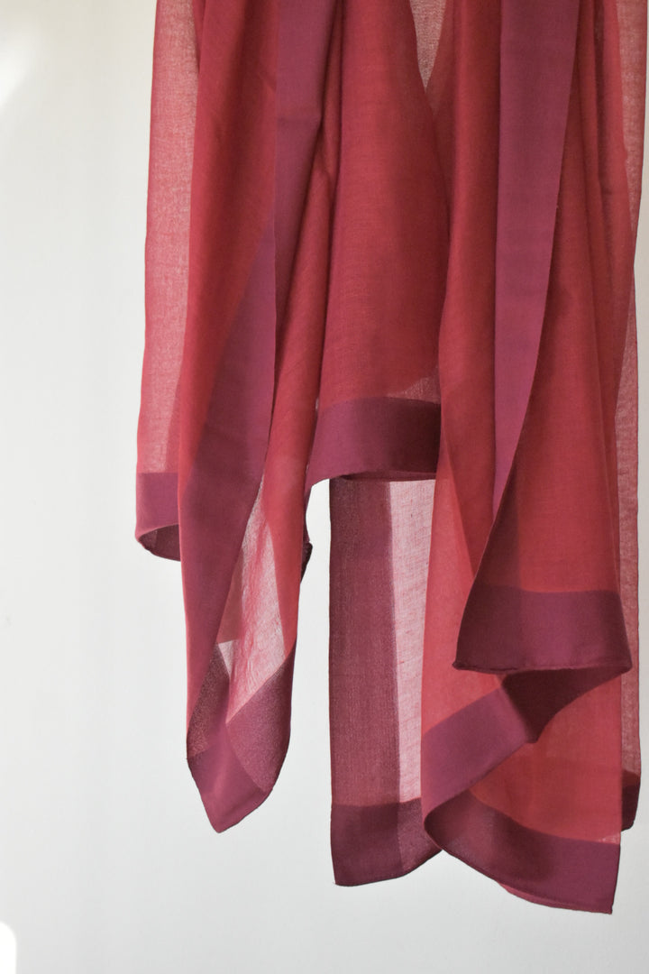 シルクカシミヤ　額縁ストール　ワインレッド　Frame winered