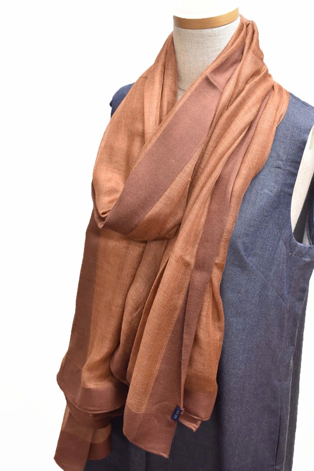 シルクカシミヤ　額縁ストール　ブラウン　Frame brown