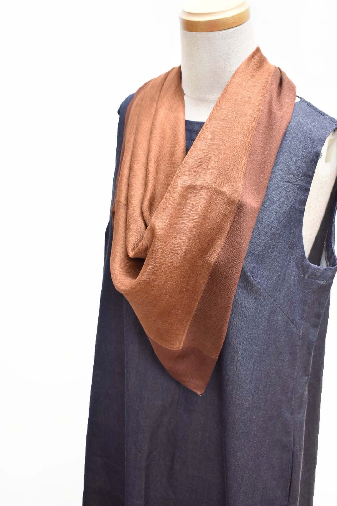 シルクカシミヤ　額縁ストール　ブラウン　Frame brown
