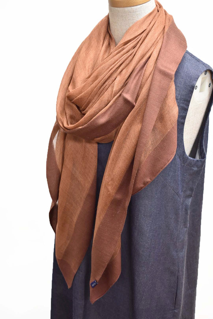 シルクカシミヤ　額縁ストール　ブラウン　Frame brown